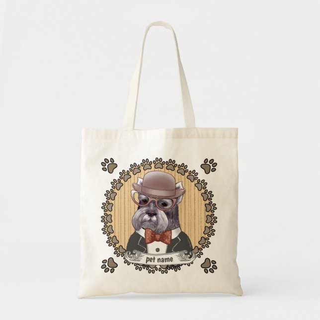 Bolso De Tela Schnauzer con gafas (Frente)