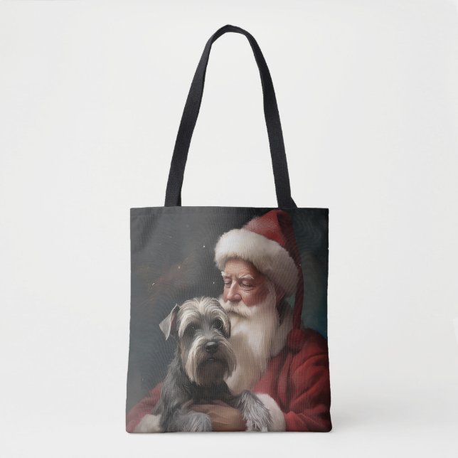 Bolso De Tela Schnauzer Con Navidades festivos de Santa Claus (Anverso)