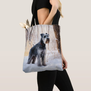 Bolso De Tela Schnauzer Deja que nieve Navidad