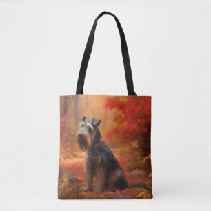 Bolso De Tela Schnauzer en hojas de otoño caídas inspiran