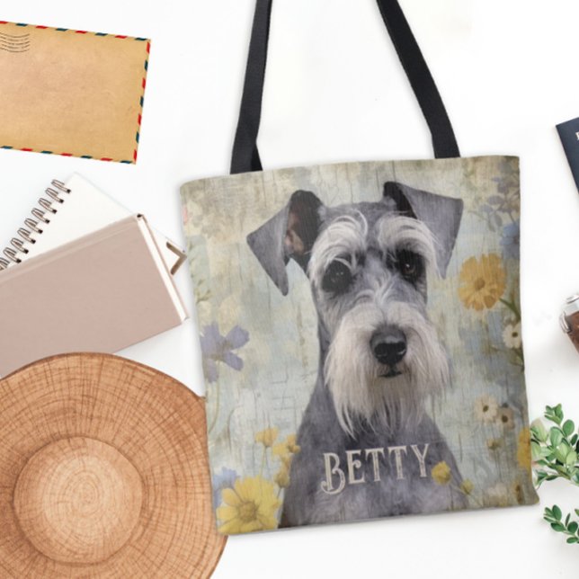 Bolso De Tela Schnauzer personalizado (Add some cuteness to your daily routine with this pretty Schnauzer tote bag.)