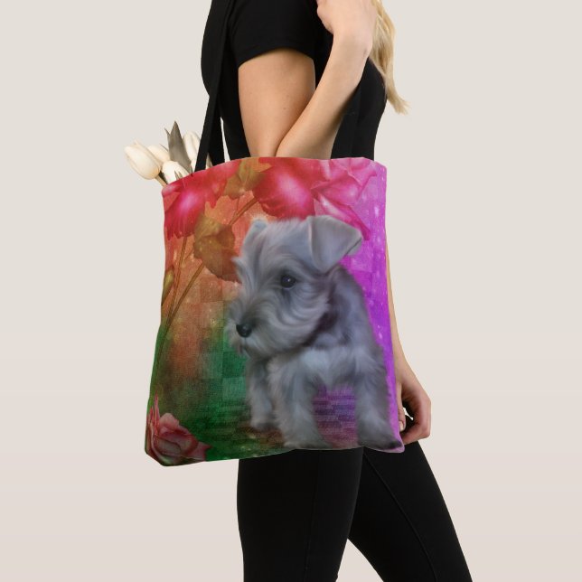 Bolso De Tela Schnauzer Puppy Dog Animal Art (Detalle)