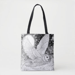 Bolso De Tela Schnee-Eule im Flug unter magischem Sternenhimmel
