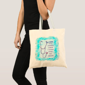 Bolso De Tela School Nurse Heart custom name tote bag