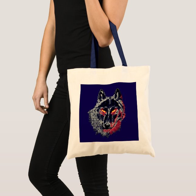 Bolso De Tela Schwarzer Wolf mit roten Augen (Anverso (producto))