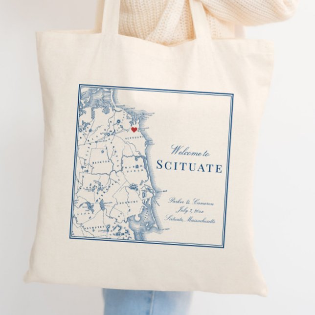 Bolso De Tela Scituate Massachusetts Map Elegant Wedding Welcome (This Scituate tote bag is perfect for your South Shore MA destination wedding)