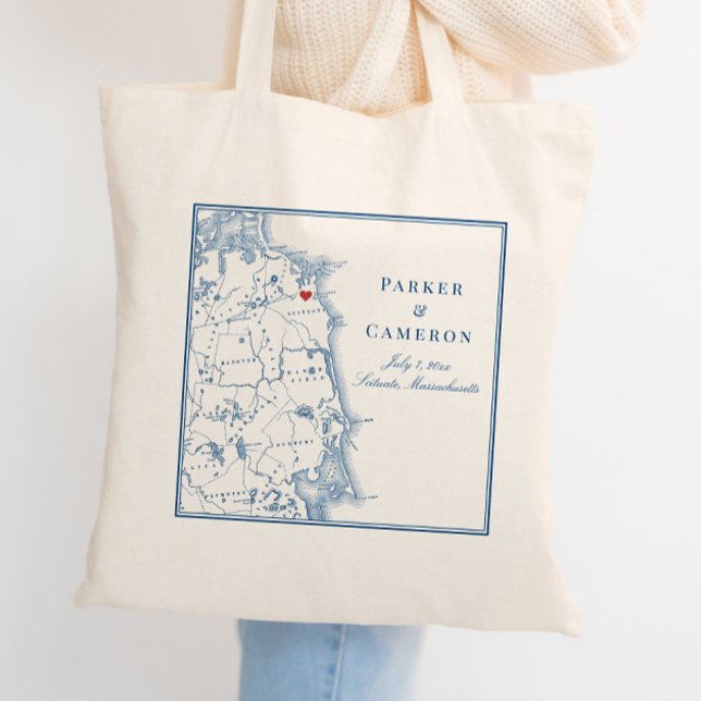 Bolso De Tela Scituate Massachusetts Map Elegant Wedding Welcome (These Scituate tote bags are perfect for your South Shore Massachusetts wedding)