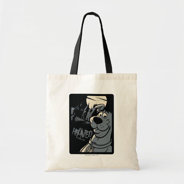 Bolso De Tela Scooby-Doo Noir Obstaculizado Gráfico de la mansió (Frente)