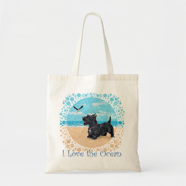 Bolso De Tela Scottie en la Playa (Frente)