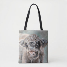 Bolso De Tela Scottish Highland Cow on Green