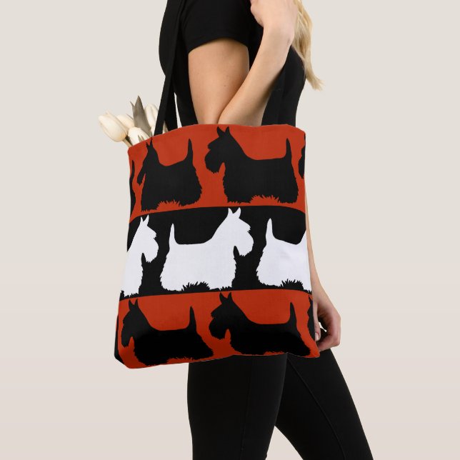 Bolso De Tela Scottish Terrier black/red/white, Highland dog Tot (Detalle)