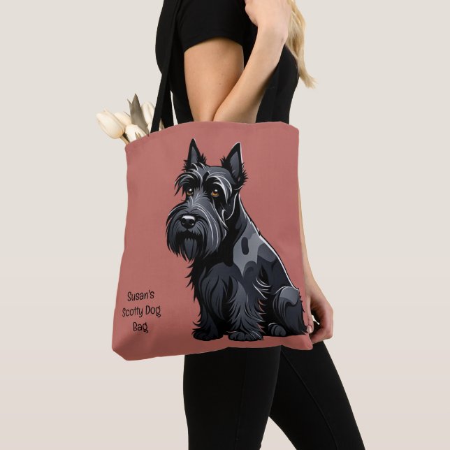 Bolso De Tela Scottish Terrier, Scotty Dog. Editable (Detalle)