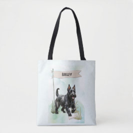 Bolso De Tela Scottish Terrier Watercolor Personalized Dog