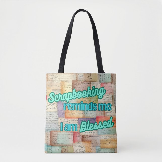 Bolso De Tela Scrapbooking me recuerda que soy bendecida (Anverso)