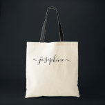 Bolso De Tela Script de nombre simple de moda personalizado<br><div class="desc">Ya sea que busques una bolsa de tocador personalizada para tus damas de honor, compañeros de trabajo, mejores amigos o organizar una conferencia de mujeres, estas valiosas y modas, sencillas y elegantes bolsas de té la harán sentir especial. Personalizar su propio bolso de tote con pinzas de adorno de cola...</div>