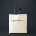 Bolso De Tela Script de nombre simple de moda personalizado<br><div class="desc">Ya sea que busques una bolsa de tocador personalizada para tus damas de honor, compañeros de trabajo, mejores amigos o organizar una conferencia de mujeres, estas valiosas y modas, sencillas y elegantes bolsas de té la harán sentir especial. Personalizar su propio bolso de tote con pinzas de adorno de cola...</div>