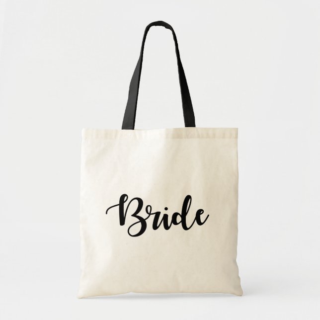 Bolso De Tela Script Font Wedding Party Bride (Frente)