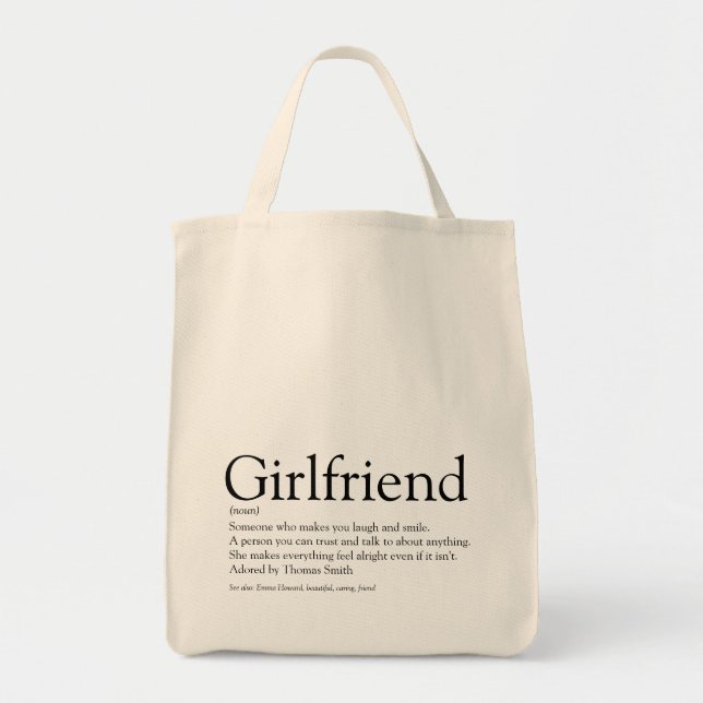 Bolso De Tela Script Love Heart Girlfriend Definition (Frente)