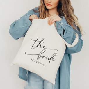 Bolso De Tela Script personalizado: el nombre de la novia Tote B