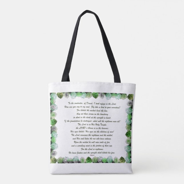 Bolso De Tela Scripture, Psalm 11, Bible Verse, (Reverso)