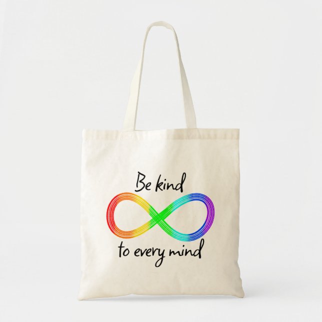 Bolso De Tela Sé amable con cada mente - Autismo acepta el arcoi (Frente)