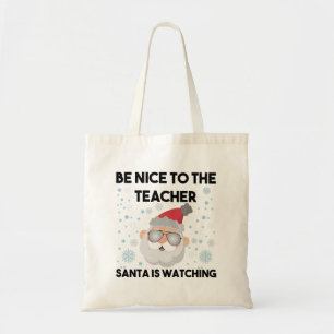 Bolso De Tela Sé Amable con el Profesor Santa está Mirando Navid