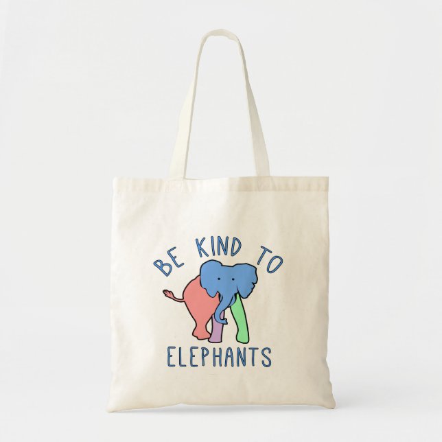 Bolso De Tela Sé amable con los elefantes (Frente)