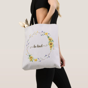 Bolso De Tela Sé amable, guirnalda botánica floral de girasol