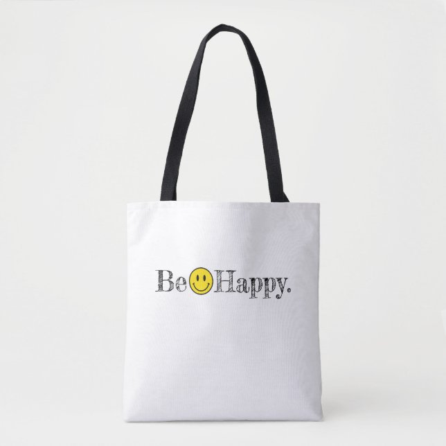 Bolso De Tela Sé feliz tipografía sonrisa Emoji cara diversión (Anverso)