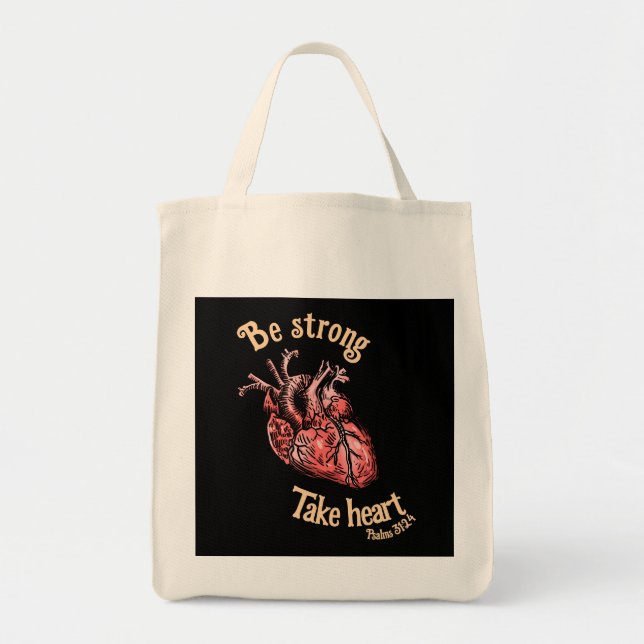 Bolso De Tela Sé fuerte, toma mujeres del corazón (Frente)