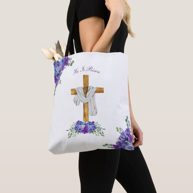 Bolso De Tela Se Levanta La Pascua Cristiana Personalizada (Detalle)