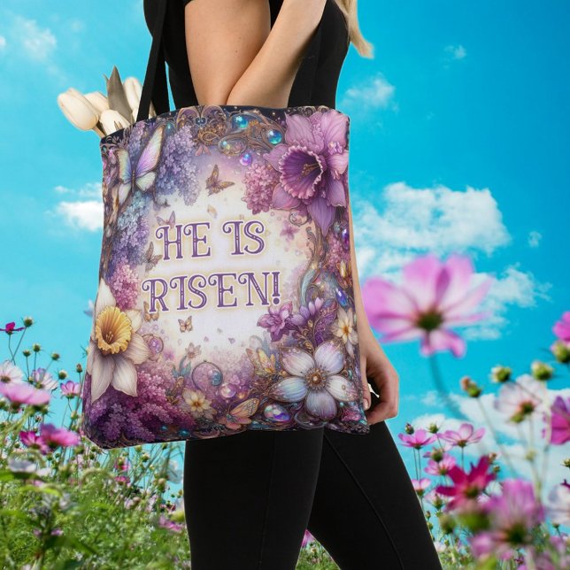 Bolso De Tela Se Levanta Mariposas Mariposa Pascua Floral Púrpur (Subido por el creador)