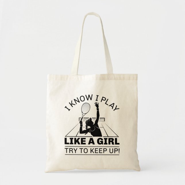 Bolso De Tela Sé Que Juego Como Un Chica (Frente)