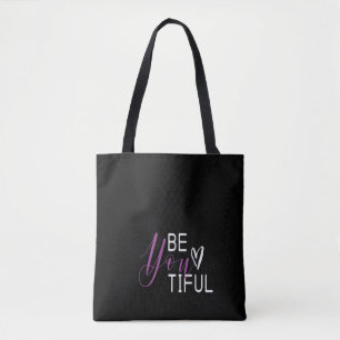 Bolso De Tela Sé tipográfico Minimalista tierno, hermoso negro