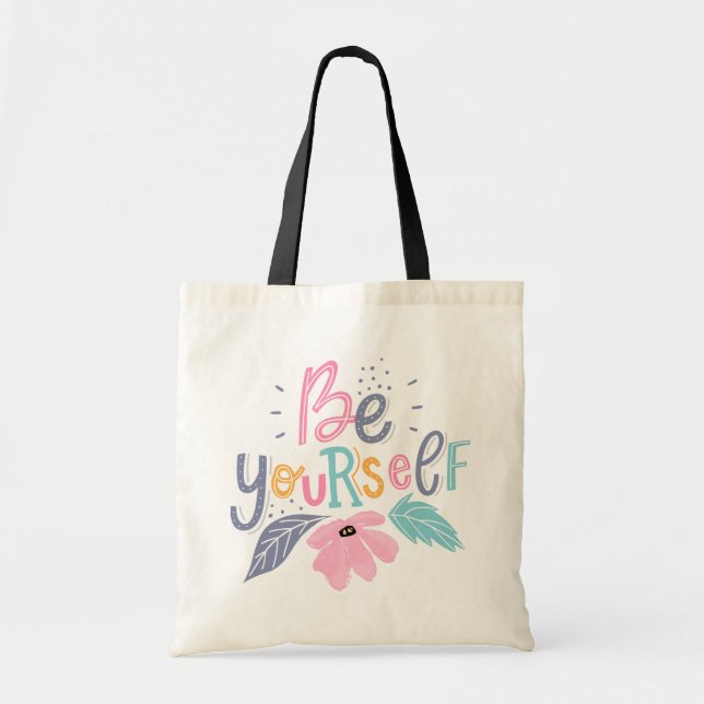 Bolso De Tela Sé tú mismo | Flores Pastel (Frente)