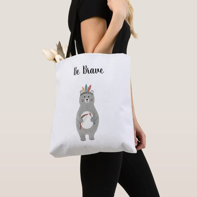 Bolso De Tela Sé valiente oso tribal (Detalle)