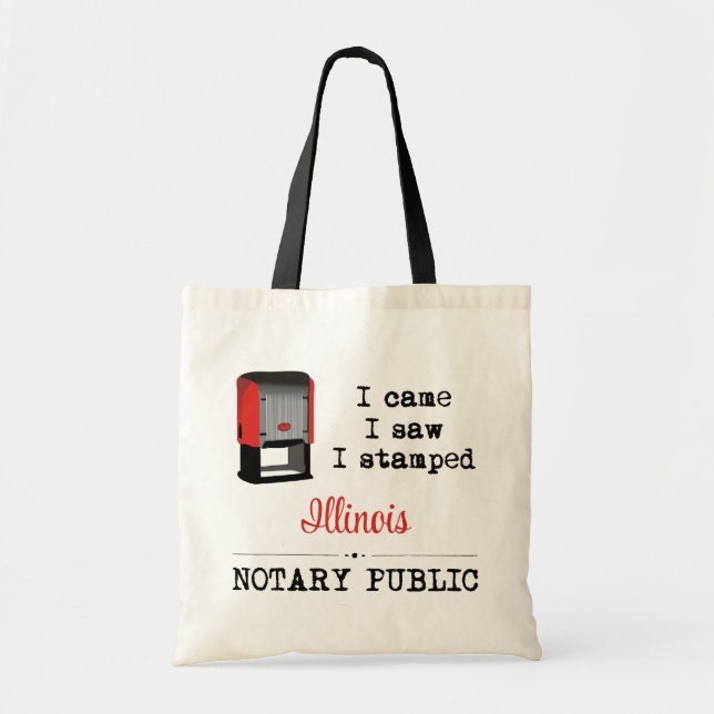 Bolso De Tela Se Vio La Estampación Del Notario Público Illinois (Frente)