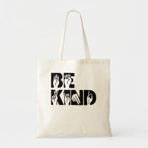 Bolso De Tela Sea amable con la mano del lenguaje de Rótulo habl