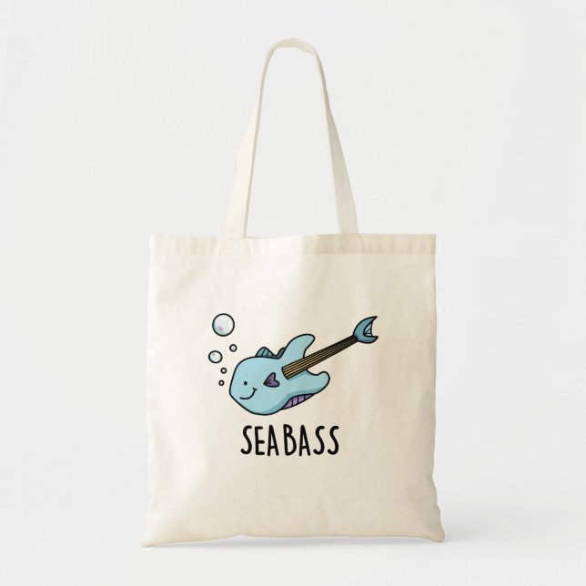 Bolso De Tela Sea Bass Funny Bass Guitar Fish Pun (Frente)