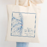 Bolso De Tela Sea Bright New Jersey Map Elegant Wedding Welcome<br><div class="desc">Estos bolsos de tote de Sea Bright New Jersey son perfectos para dar la bienvenida a los invitados de bodas costeros de Jersey Shore con regalos de bolsos de bienvenida, o para personalizares para tu fiesta de bodas. El corazón está sobre Windows en el agua, pero puedes mover el corazón...</div>