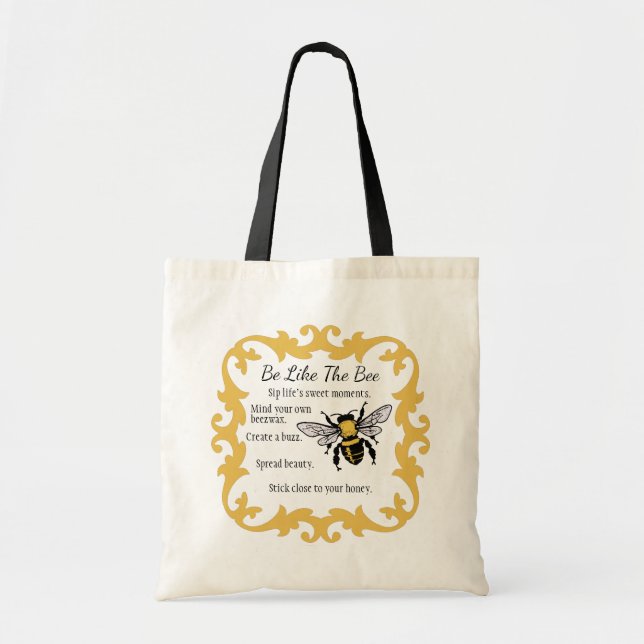 Bolso De Tela Sea como el tote de la abeja (Frente)