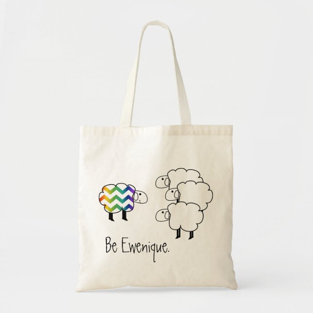 Bolso De Tela Sea Ewenique Rainbow Sheep (Frente)