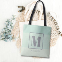 Seafoam Green Color Blocks Personalizado Monograma