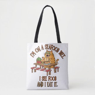 Bolso De Tela Seafood Diet Joke – Hungry Cat with Hot Dog