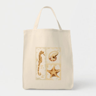 Bolso De Tela Seahorse Seasheles Canvas de vida acuática Tote Ba