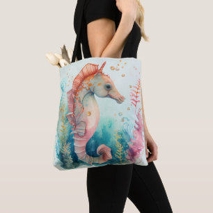 BOLSO DE TELA SEAHORSOS DE PASTEL DE COLOR ACUÁTICO ADORABLES