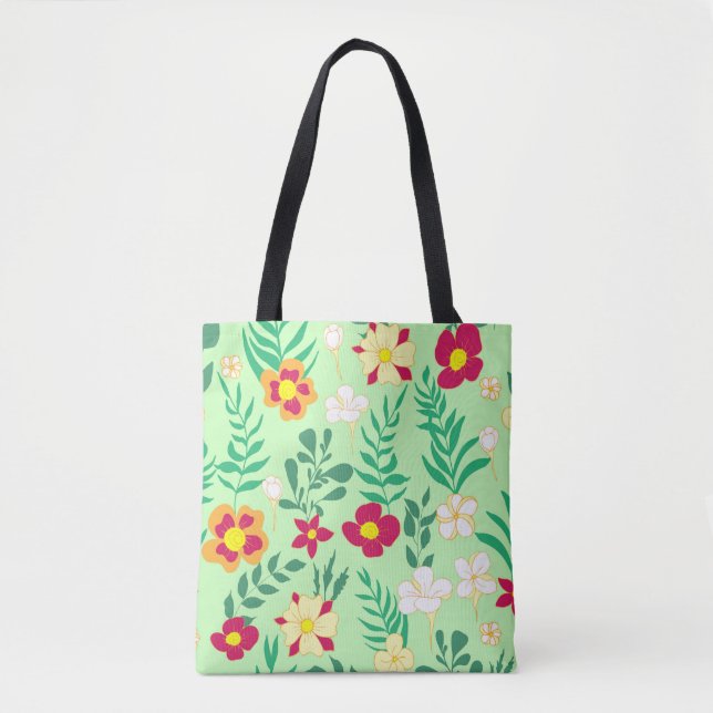 Bolso De Tela Seamless pattern flower and leaveshome decor, back (Anverso)