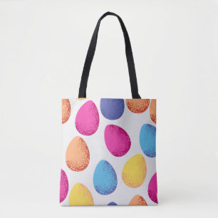 Bolso De Tela Seamless pattern of colorful Easter eggs on white