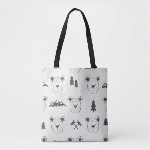 Bolso De Tela Seamless pattern with bear headspattern, bear, mou