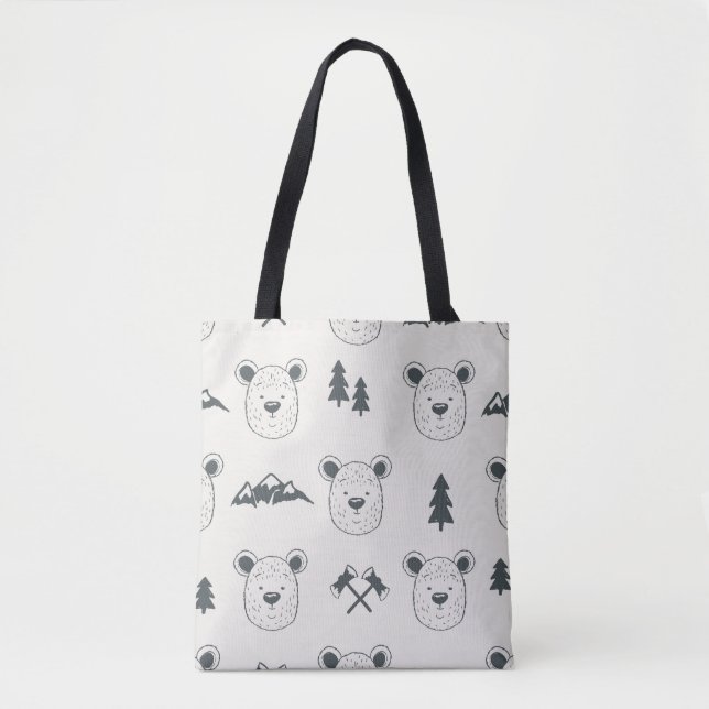Bolso De Tela Seamless pattern with bear headspattern, bear, mou (Anverso)